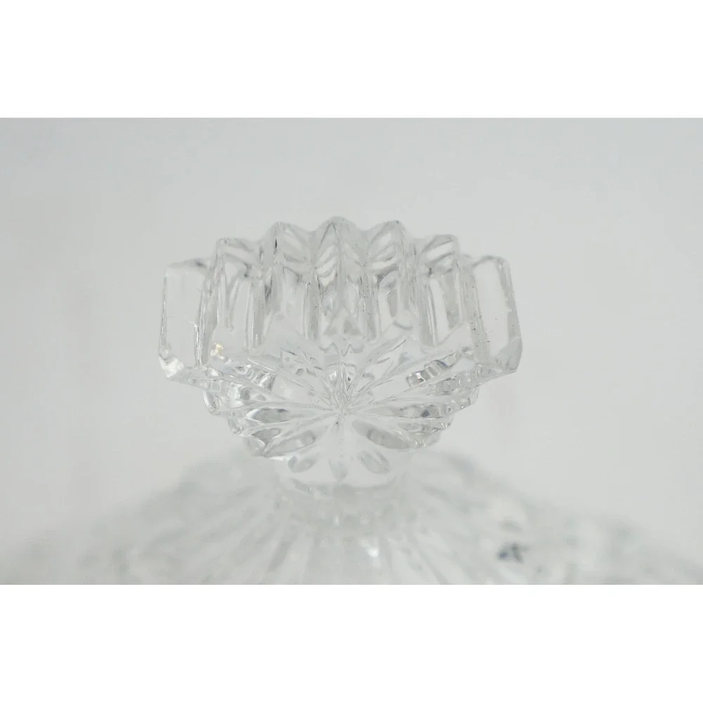 Crystal Clear Industries Brussels Poland Lidded Candy Serving Dish Cross Hatch